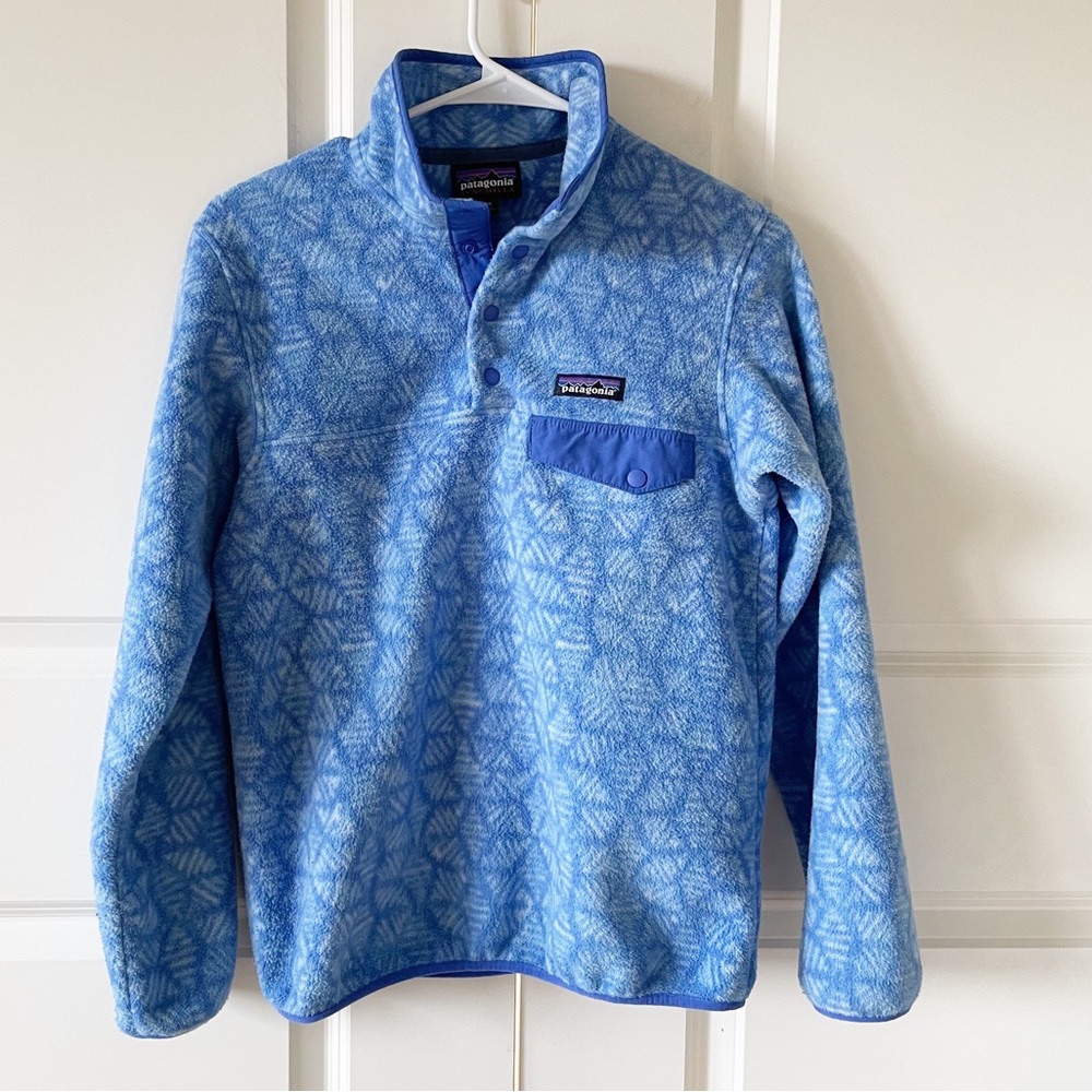 Patagonia Synchilla Snowflake Blue Snap-T Pullover Fleece Size XXS